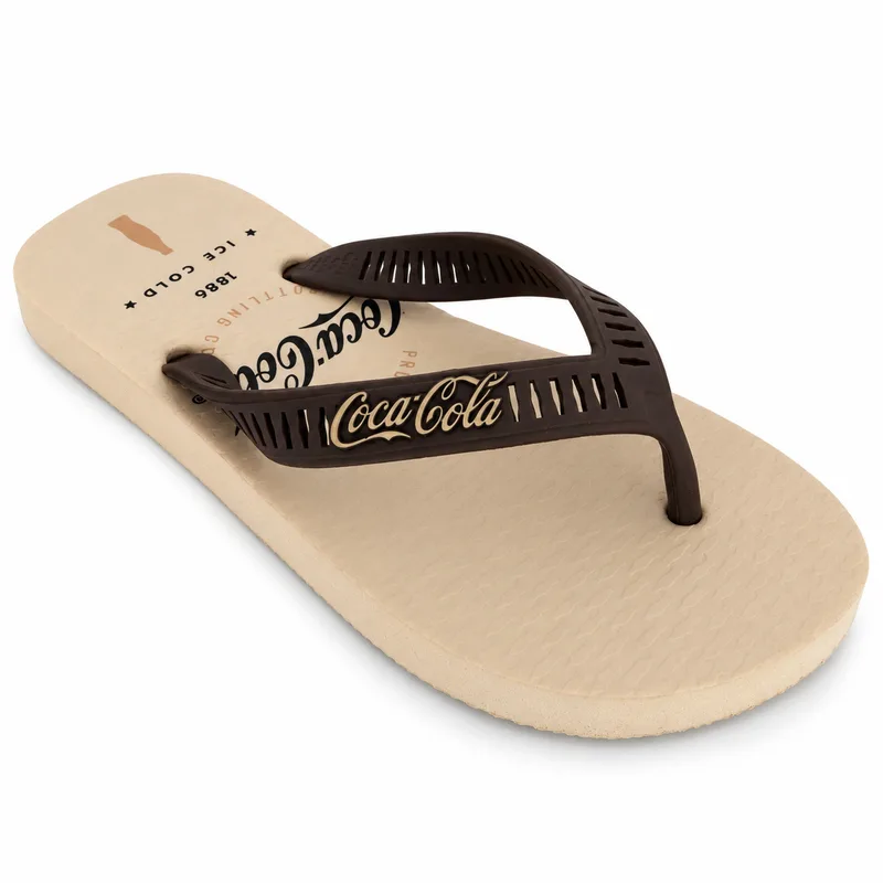 Chinelo Coca Cola, Off White/Marrom