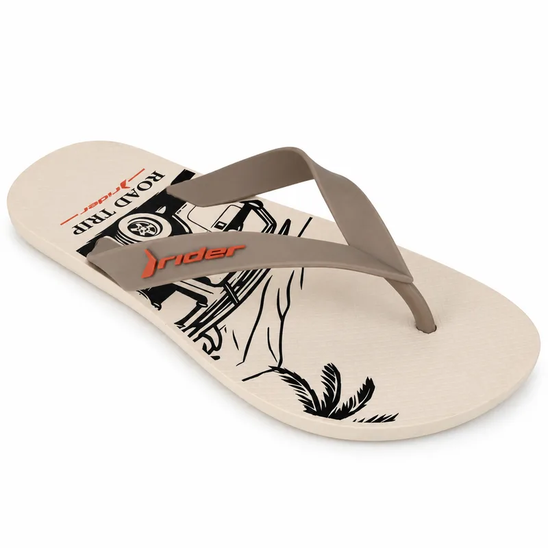 Chinelo Rider, Bege/Marrom/Laranja